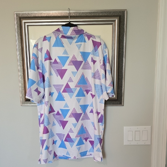 PGA Tour Men's Geometric Polo Shirt - Purple and Blue - Picture 2 of 3